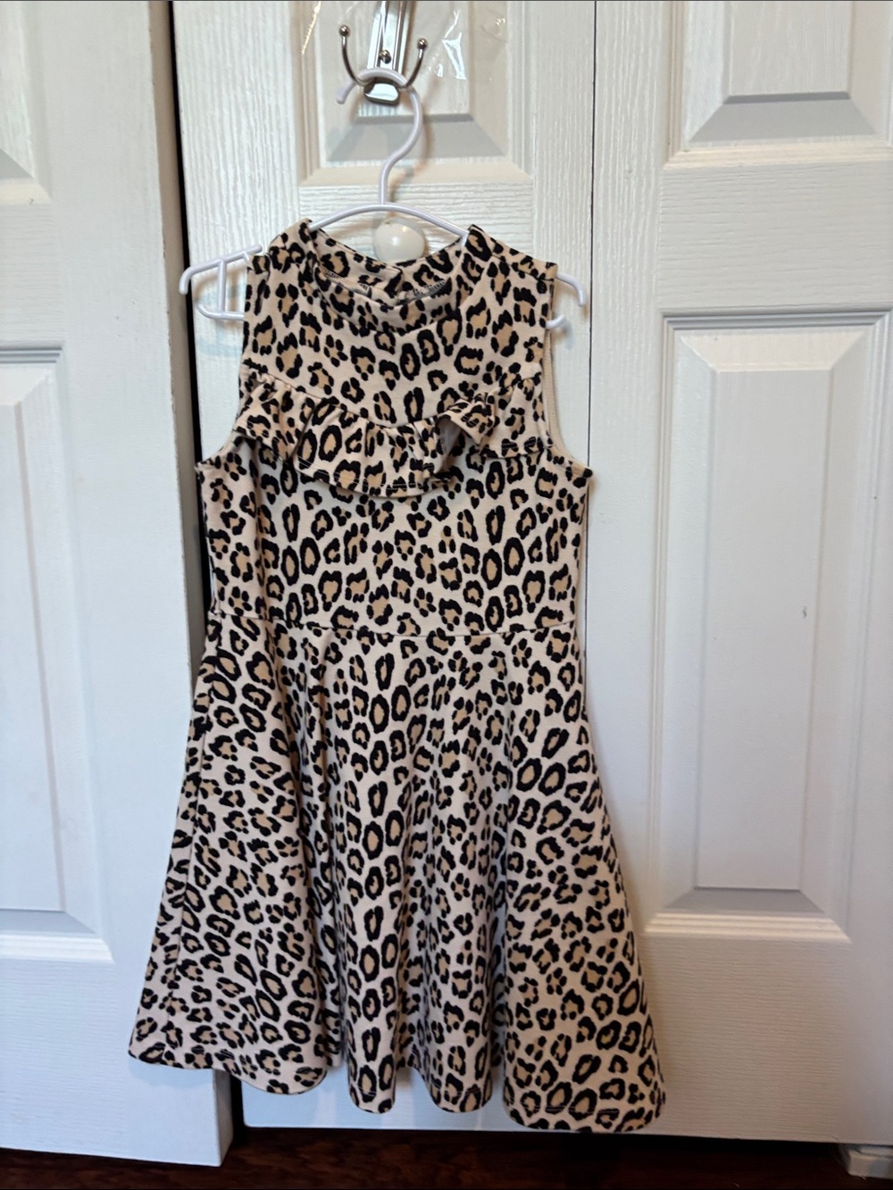 Janie and Jack Beige and Black Leopard Print Sleeveless Dress